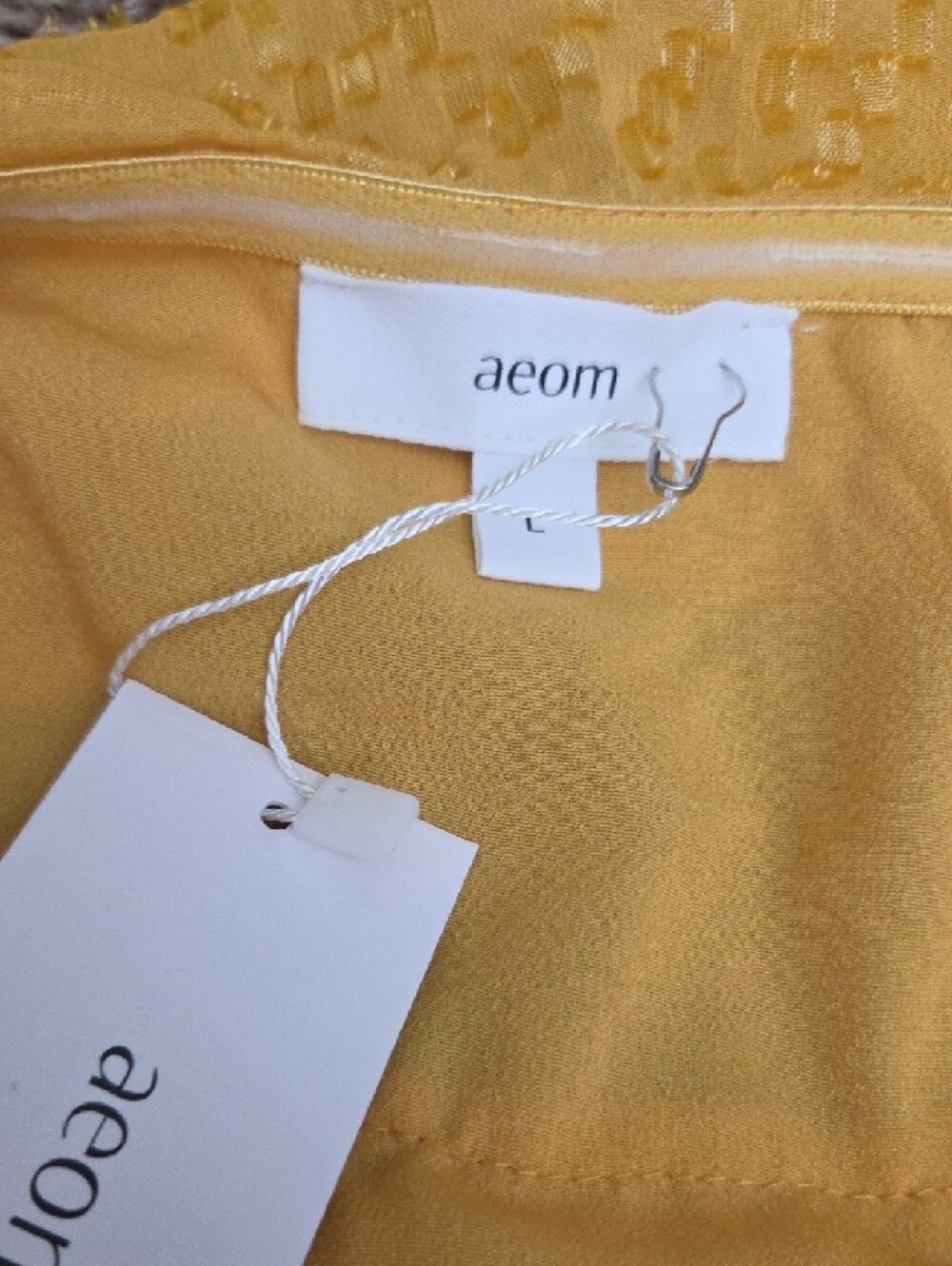 AEOM Yellow Ruffle Dressy Tank With Tie Neck SIZE L - Picture 2 of 4